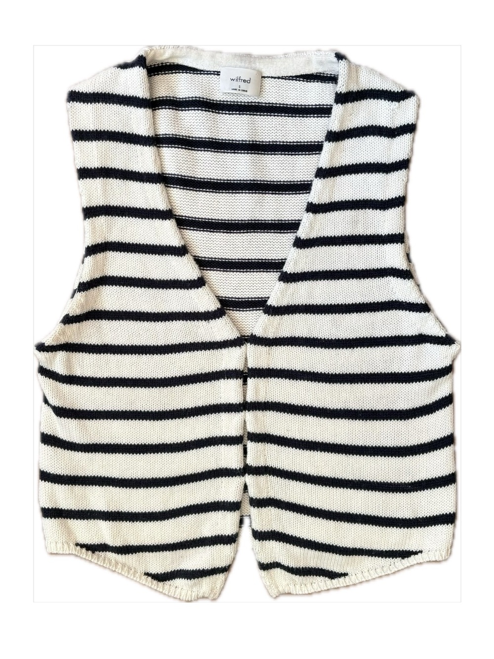 Aritzia Wilfred Basque Black White Striped Knit Sweater Vest Size Small - Picture 3 of 10